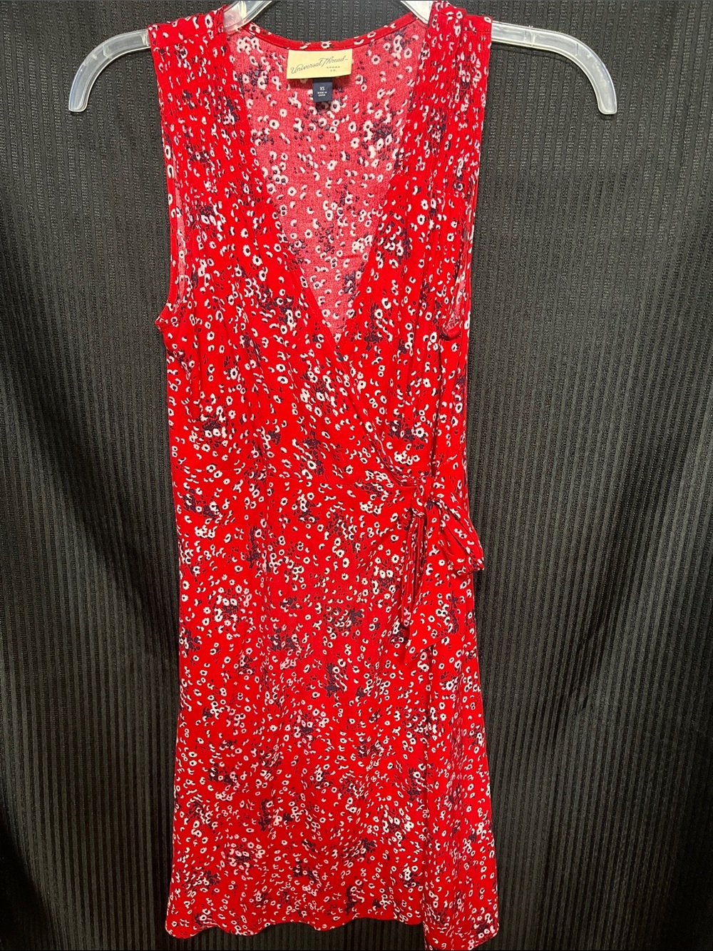 Universal Thread Red Floral Print Wrap-Style Dress